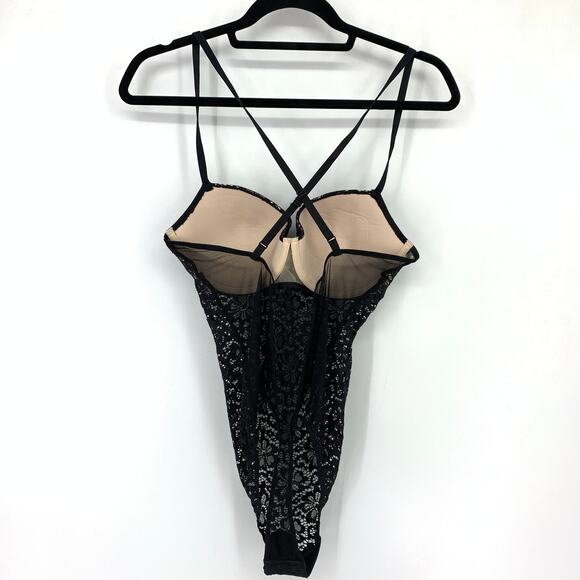 Jezebel Bodysuit Women's Size L Molly Lace Contour in Black Built in Cups - Picture 4 of 5
